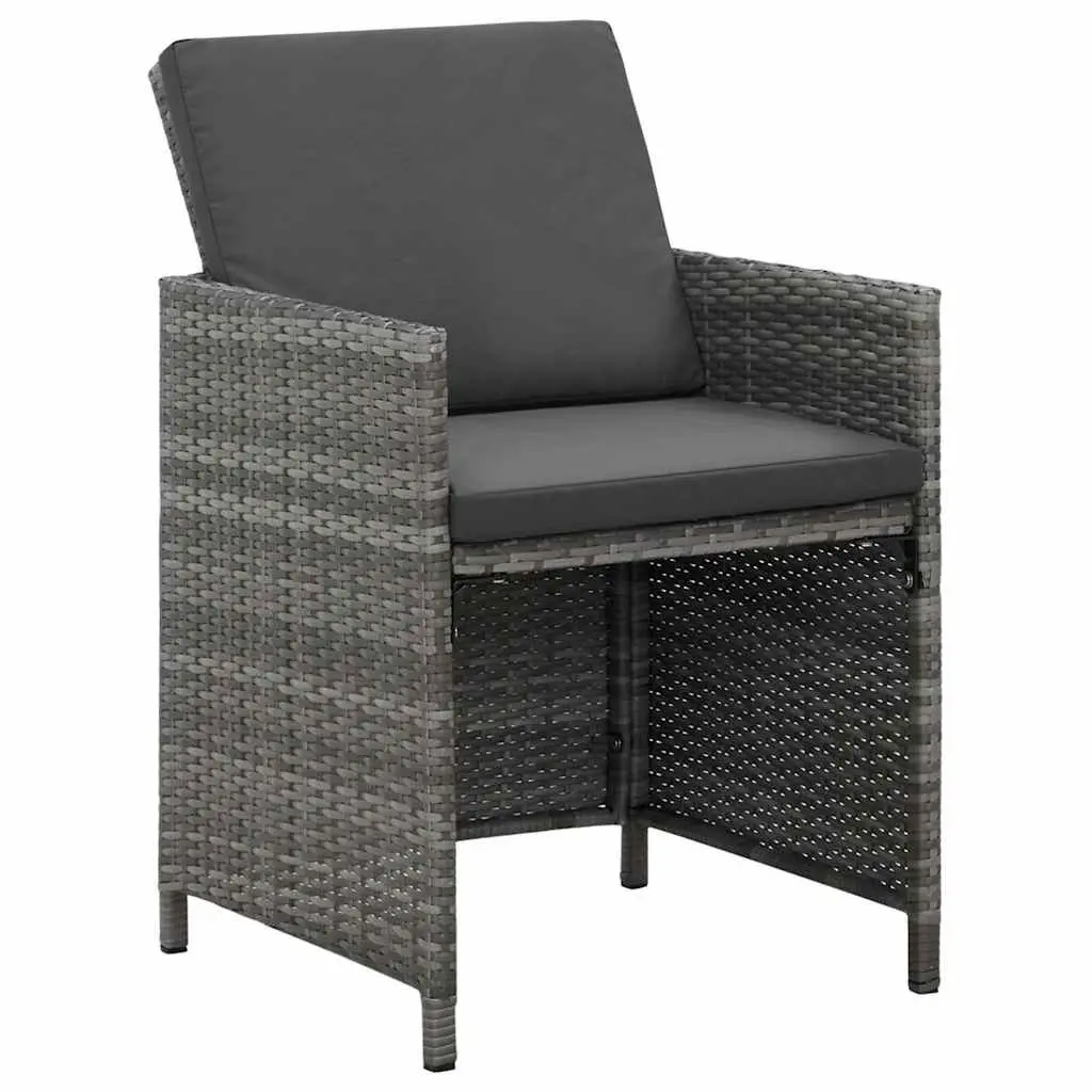 5 Piece Garden Dining Set Poly Rattan Grey Cushions Outdoor Table Chairs