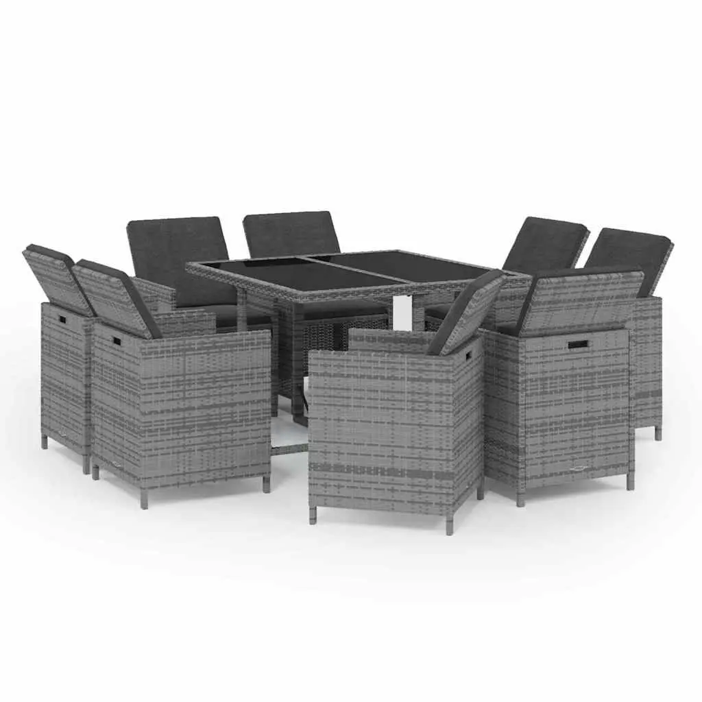 Garden Dining Set 9 Piece Outdoor Furniture Poly Rattan Chairs Table Cushions