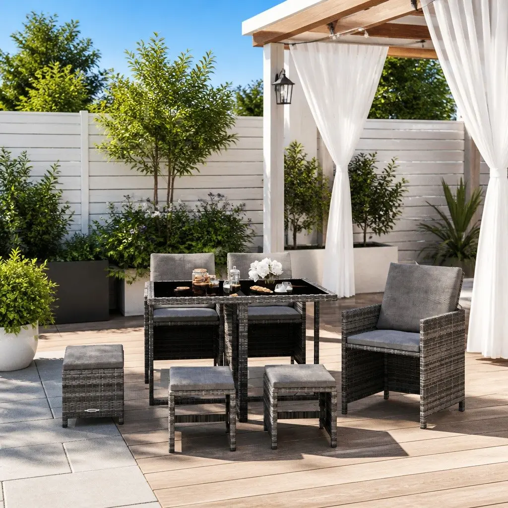 9 Piece Garden Dining Set for Outdoor Gatherings