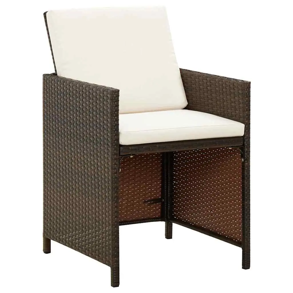 Garden Dining Set 9 Piece Outdoor Patio Furniture PE Rattan Brown with Cushions