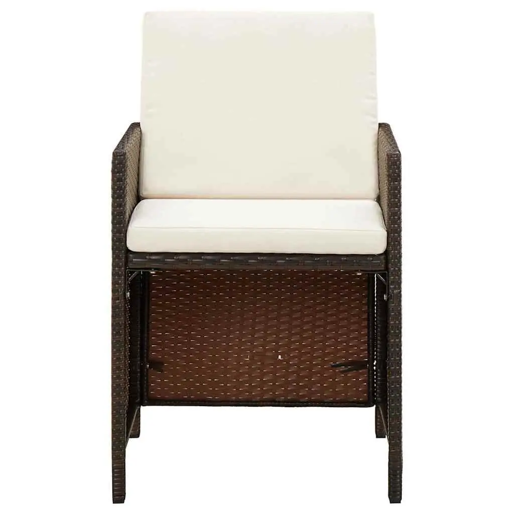 Garden Dining Set 9 Piece Outdoor Patio Furniture PE Rattan Brown with Cushions