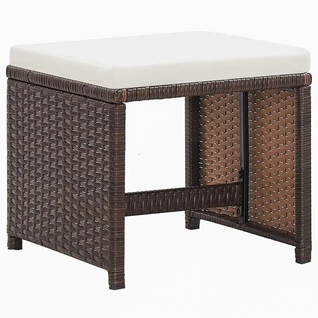 Garden Dining Set 9 Piece Outdoor Patio Furniture PE Rattan Brown with Cushions