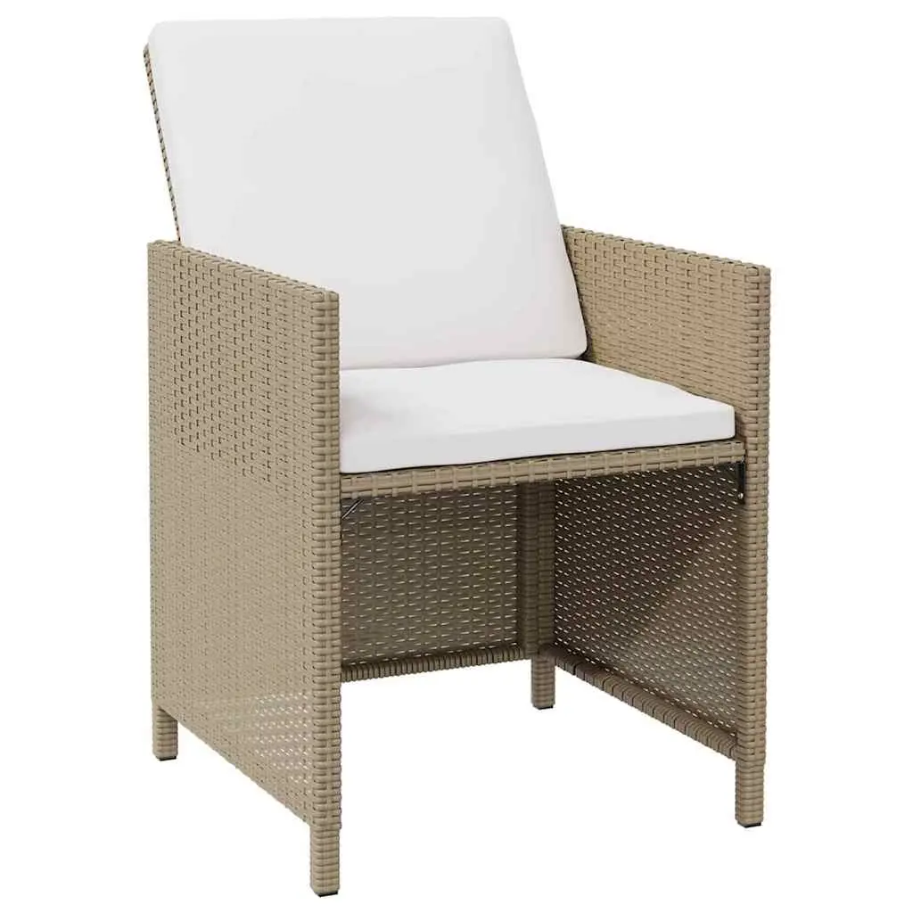 Outdoor Dining Set 5 Piece Rattan Table Chairs Cushions Beige Compact Storage