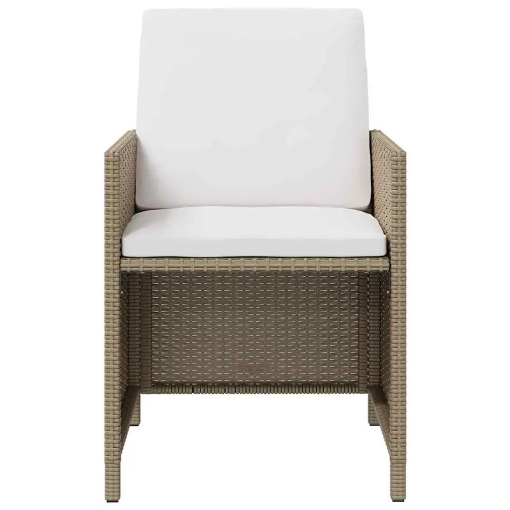 Outdoor Dining Set 5 Piece Rattan Table Chairs Cushions Beige Compact Storage
