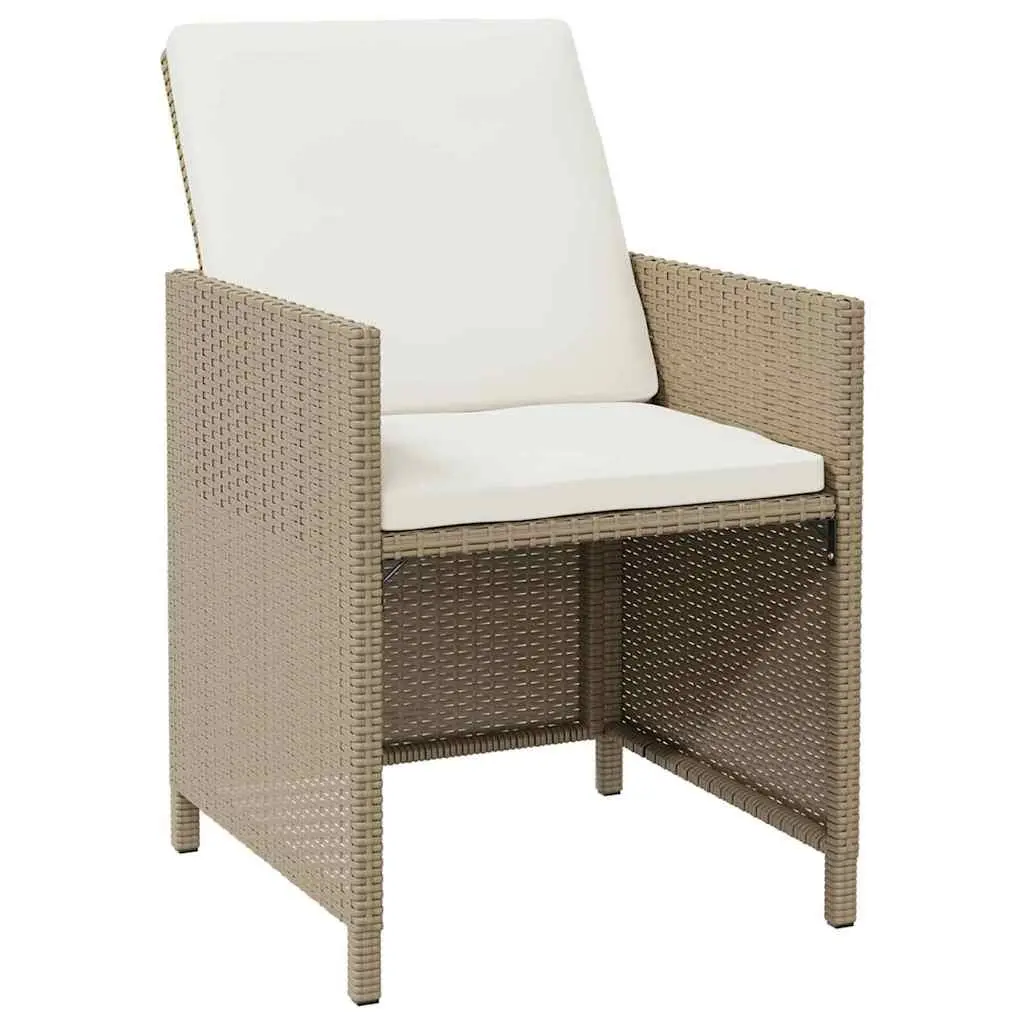Garden Dining Set 9 Piece Outdoor Patio Furniture PE Rattan Beige Cushions