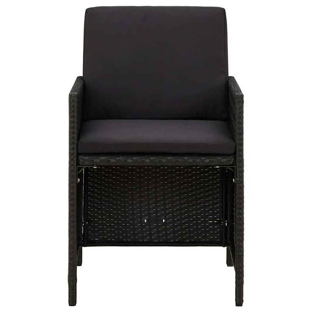 Garden Dining Set 9 Piece Outdoor Furniture PE Rattan Black with Cushions