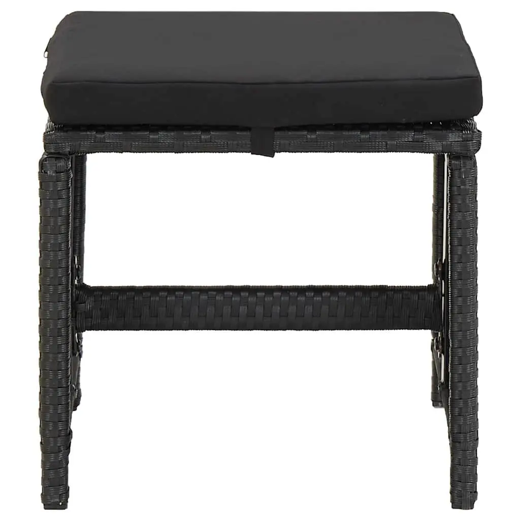 Garden Dining Set 9 Piece Outdoor Furniture PE Rattan Black with Cushions