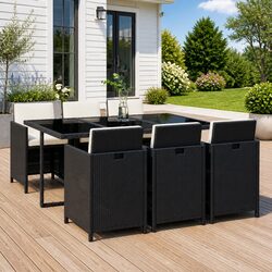 7 Piece Garden Dining Set Poly Rattan Outdoor Patio Furniture with Cushions