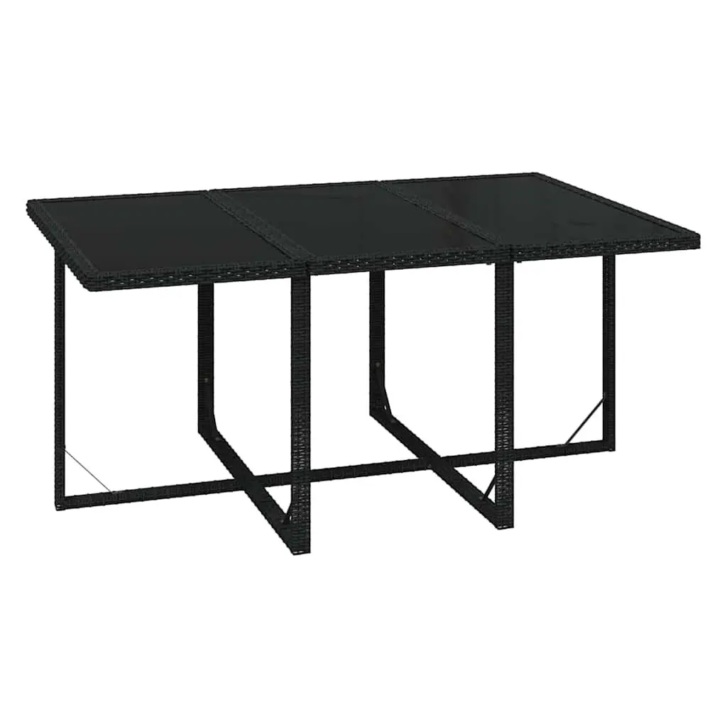 7 Piece Patio Dining Set Black PE Rattan Chairs Table with Cushions