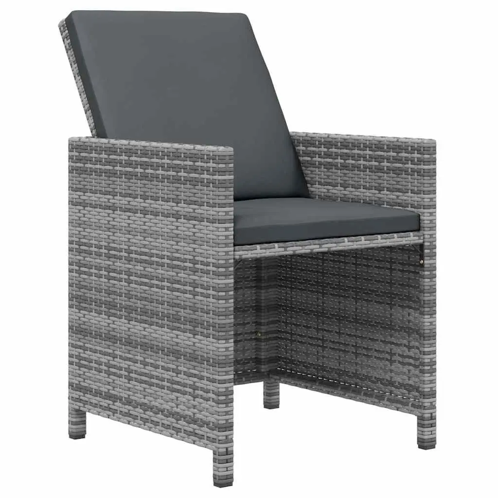 Outdoor Furniture Set Rattan Grey 7 Piece with Cushions Weather Resistant for Garden Dining