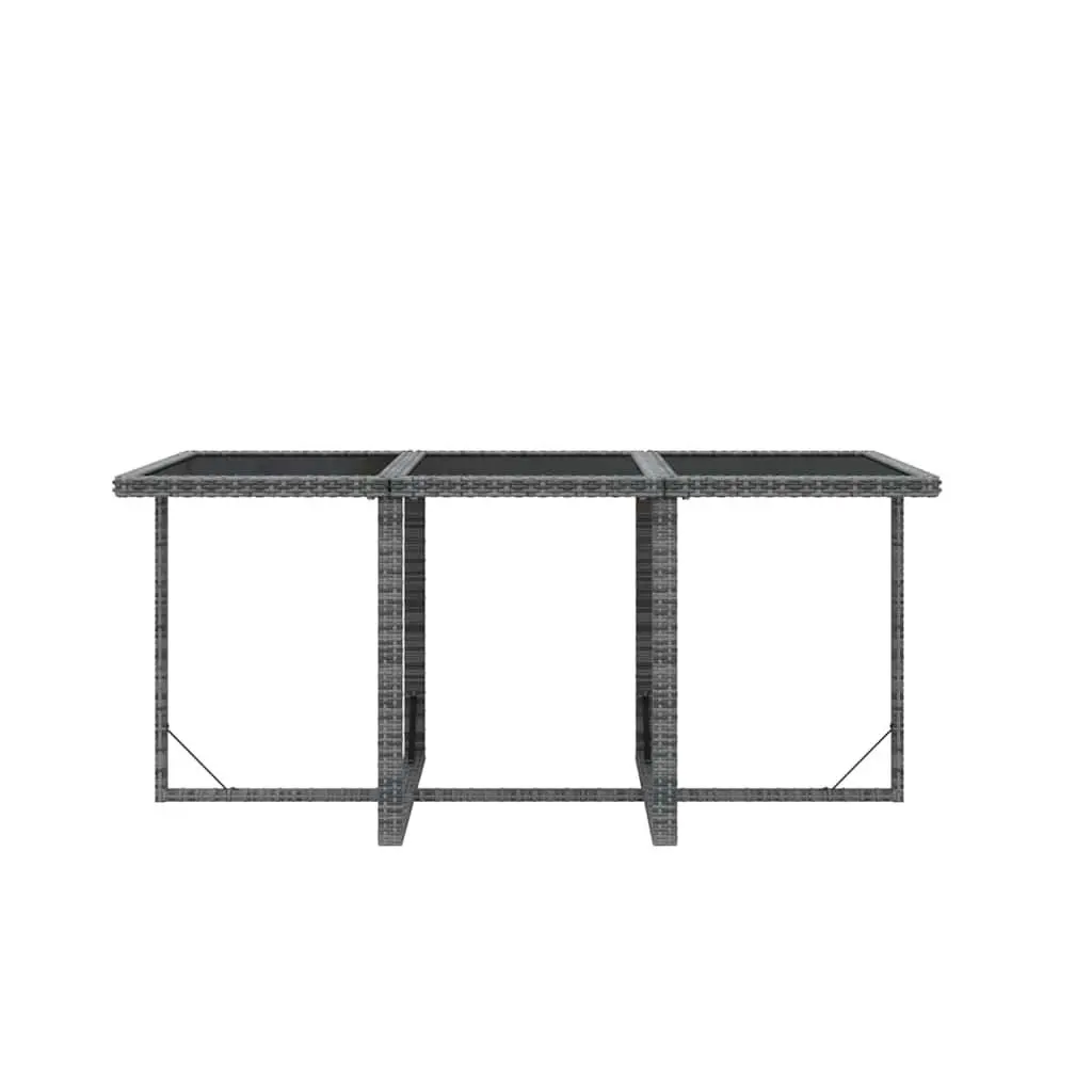 Outdoor Furniture Set Rattan Grey 7 Piece with Cushions Weather Resistant for Garden Dining