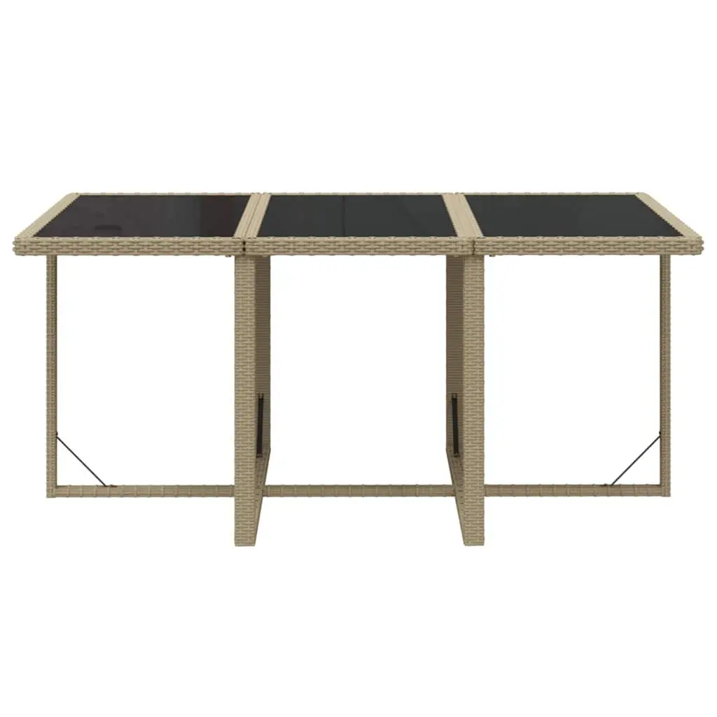 7 Piece Patio Dining Set Beige PE Rattan Weather Resistant Outdoor Furniture with Cushions and Powder Coated Steel Frame