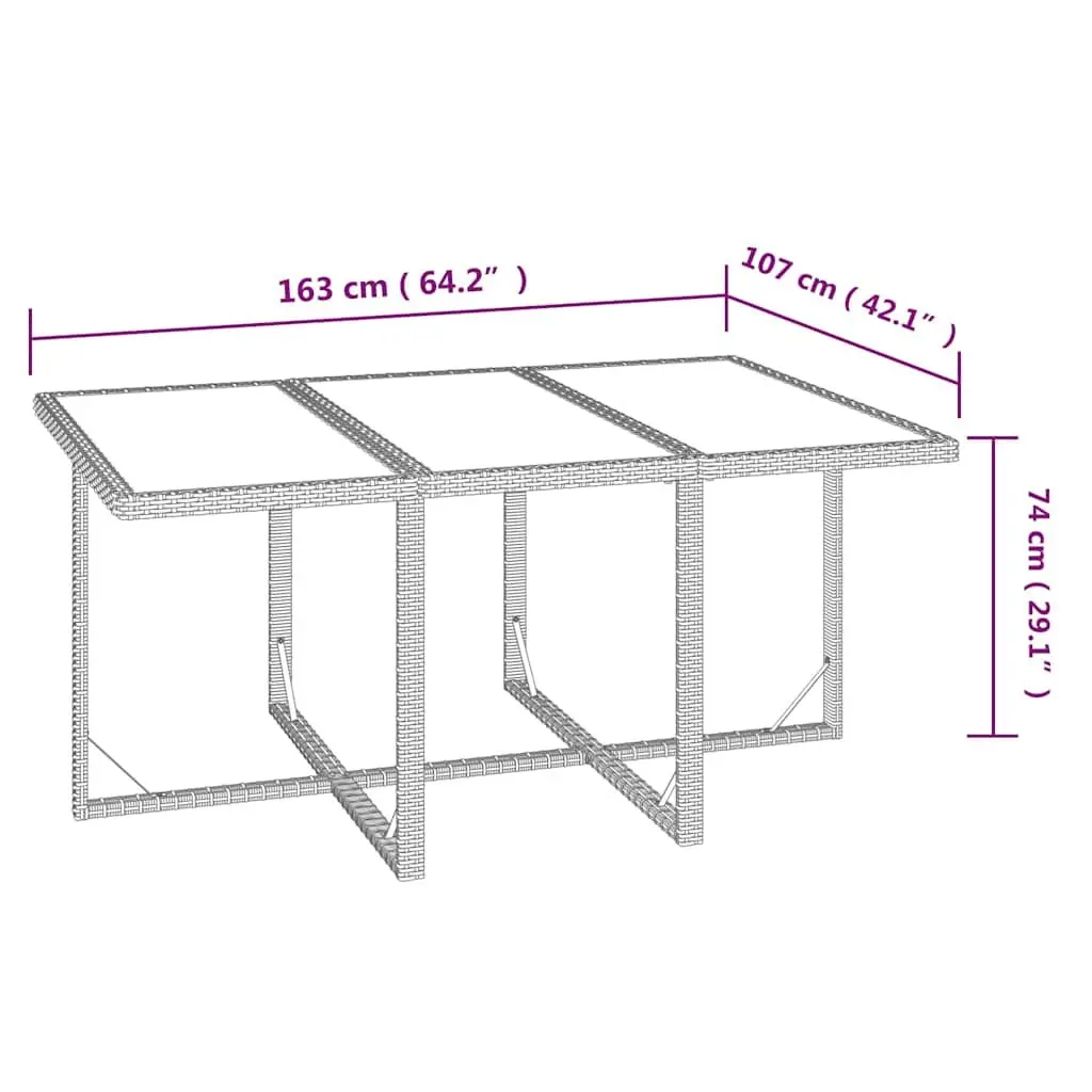 7 Piece Patio Dining Set Beige PE Rattan Weather Resistant Outdoor Furniture with Cushions and Powder Coated Steel Frame