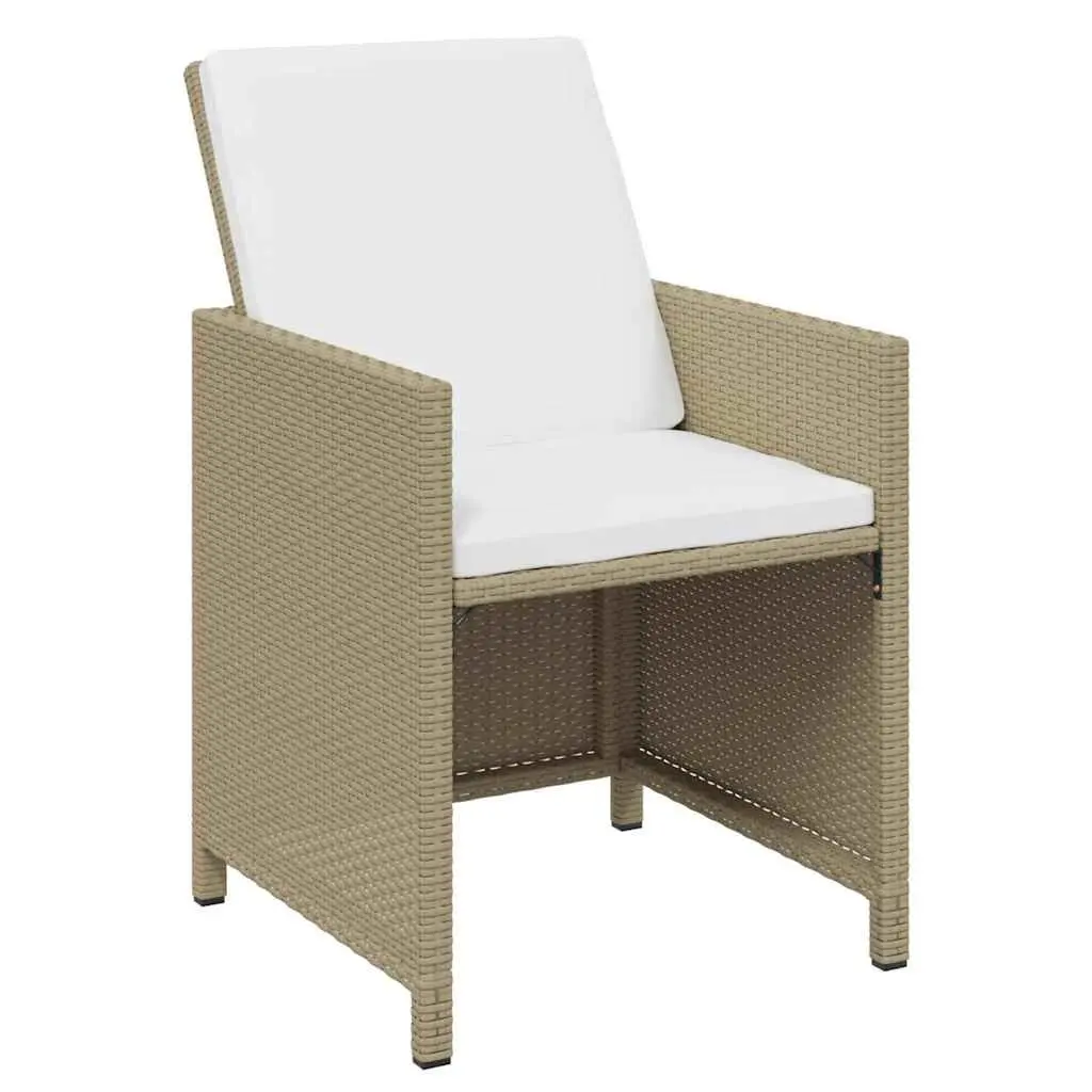 7 Piece Outdoor Dining Set PE Rattan Beige Furniture Table and Chairs