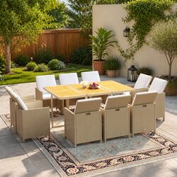 Practical 11-Piece Garden Dining Set for Outdoor Use
