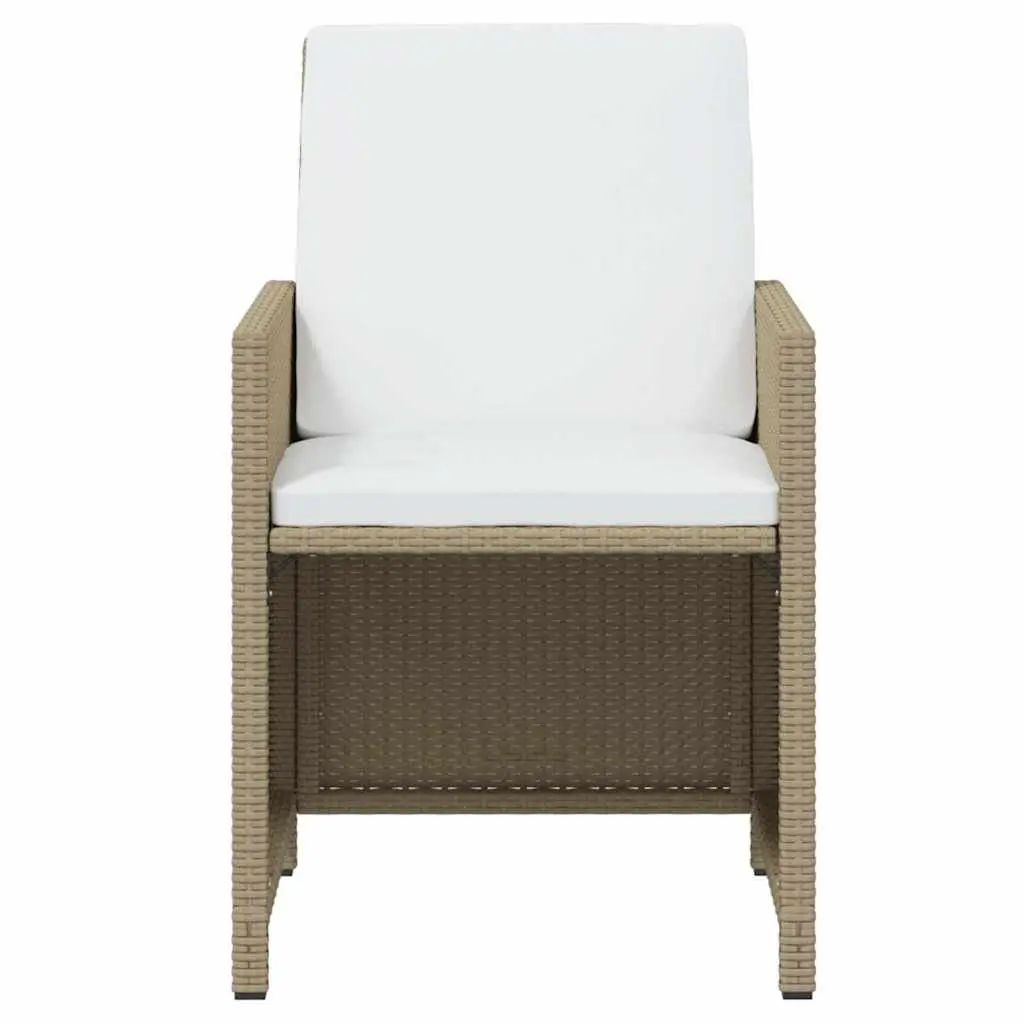Garden Dining Set PE Rattan 11 Piece Outdoor Furniture Powder Coated Steel Beige Patio Table