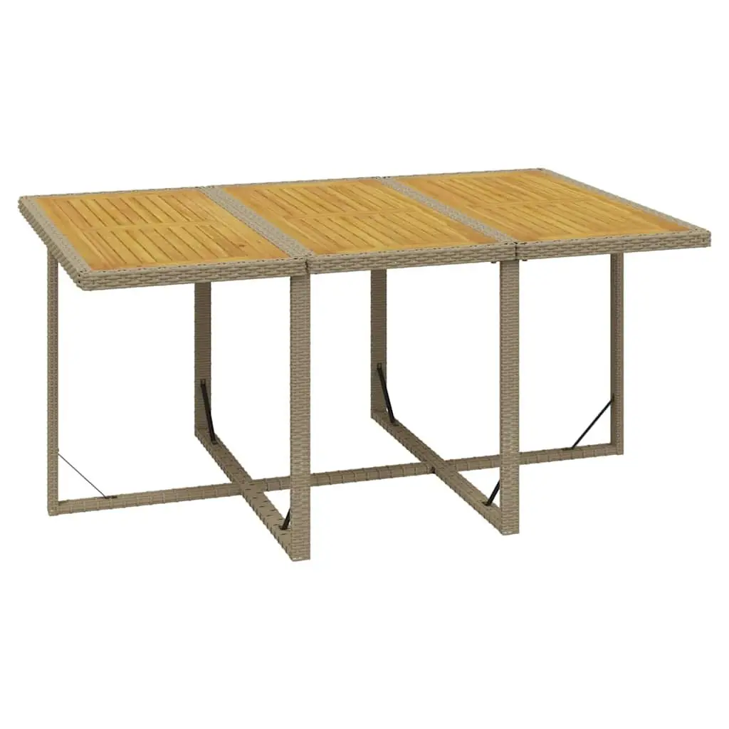 Garden Dining Set PE Rattan 11 Piece Outdoor Furniture Powder Coated Steel Beige Patio Table