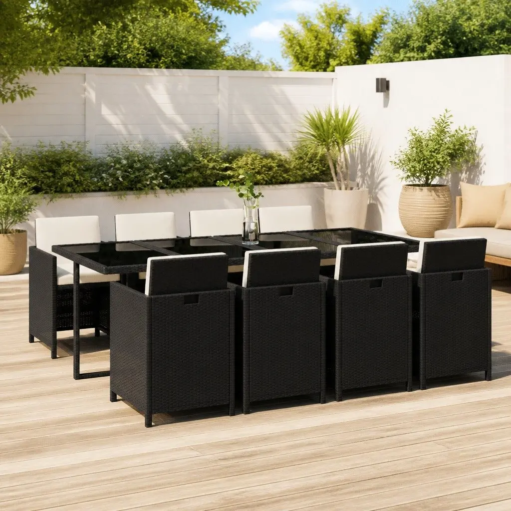 9 Piece Black Outdoor Dining Set for Patios