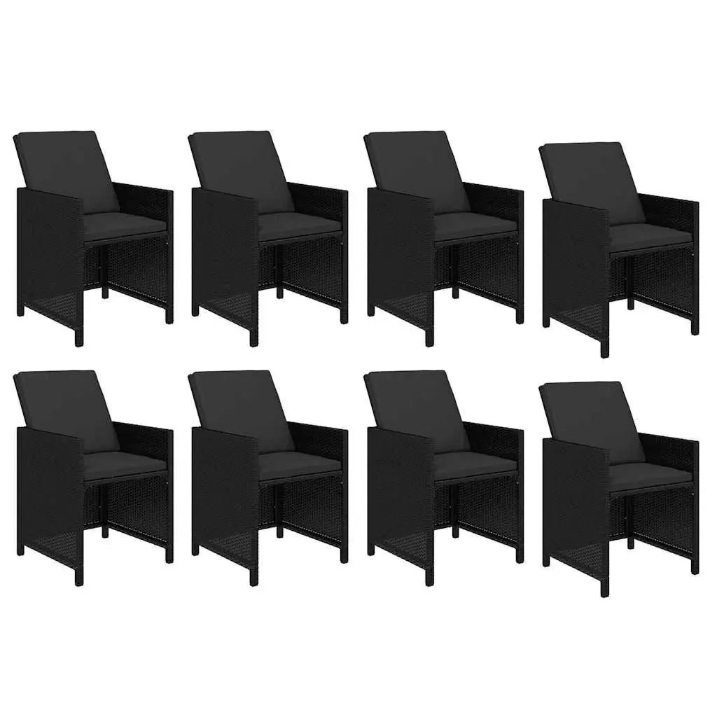 9PieceOutdoorDiningSetPE RattanComfortableCushionsBlackPatioFurniture