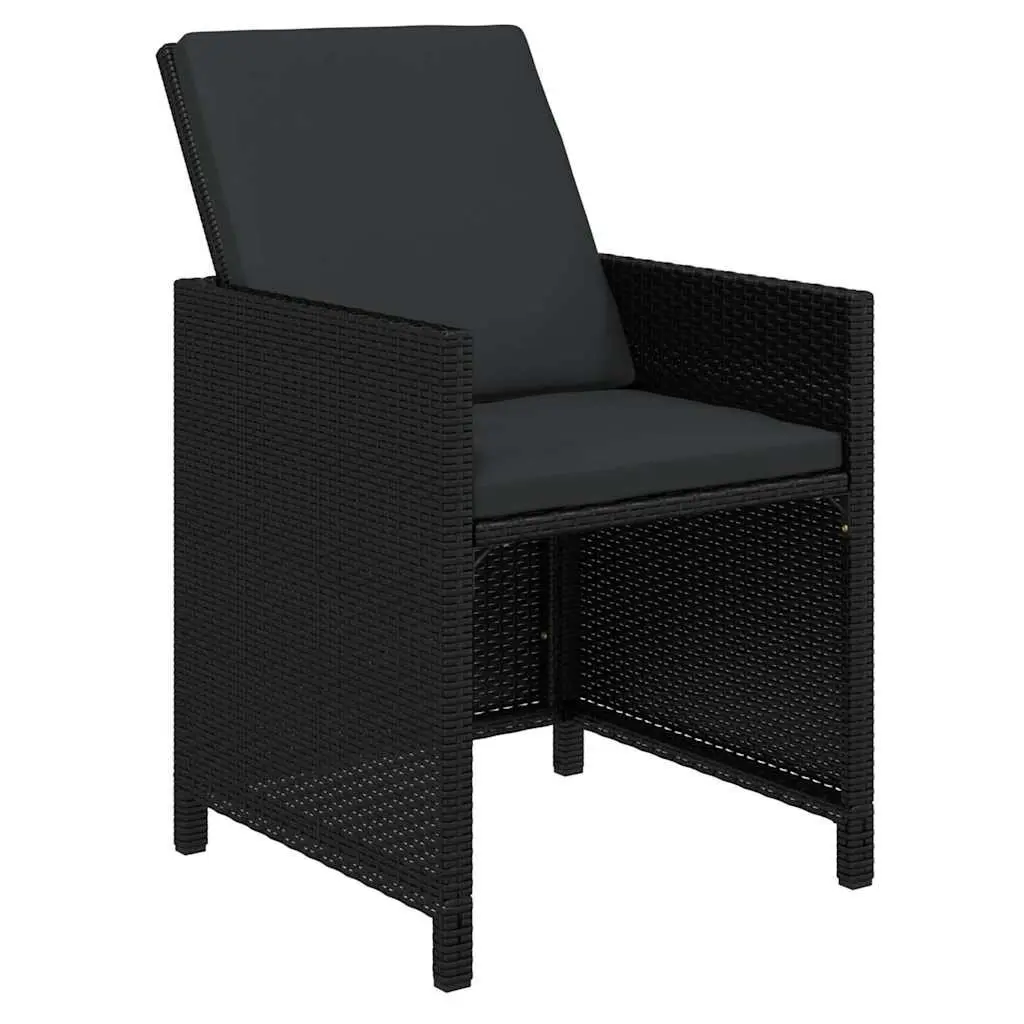 9PieceOutdoorDiningSetPE RattanComfortableCushionsBlackPatioFurniture