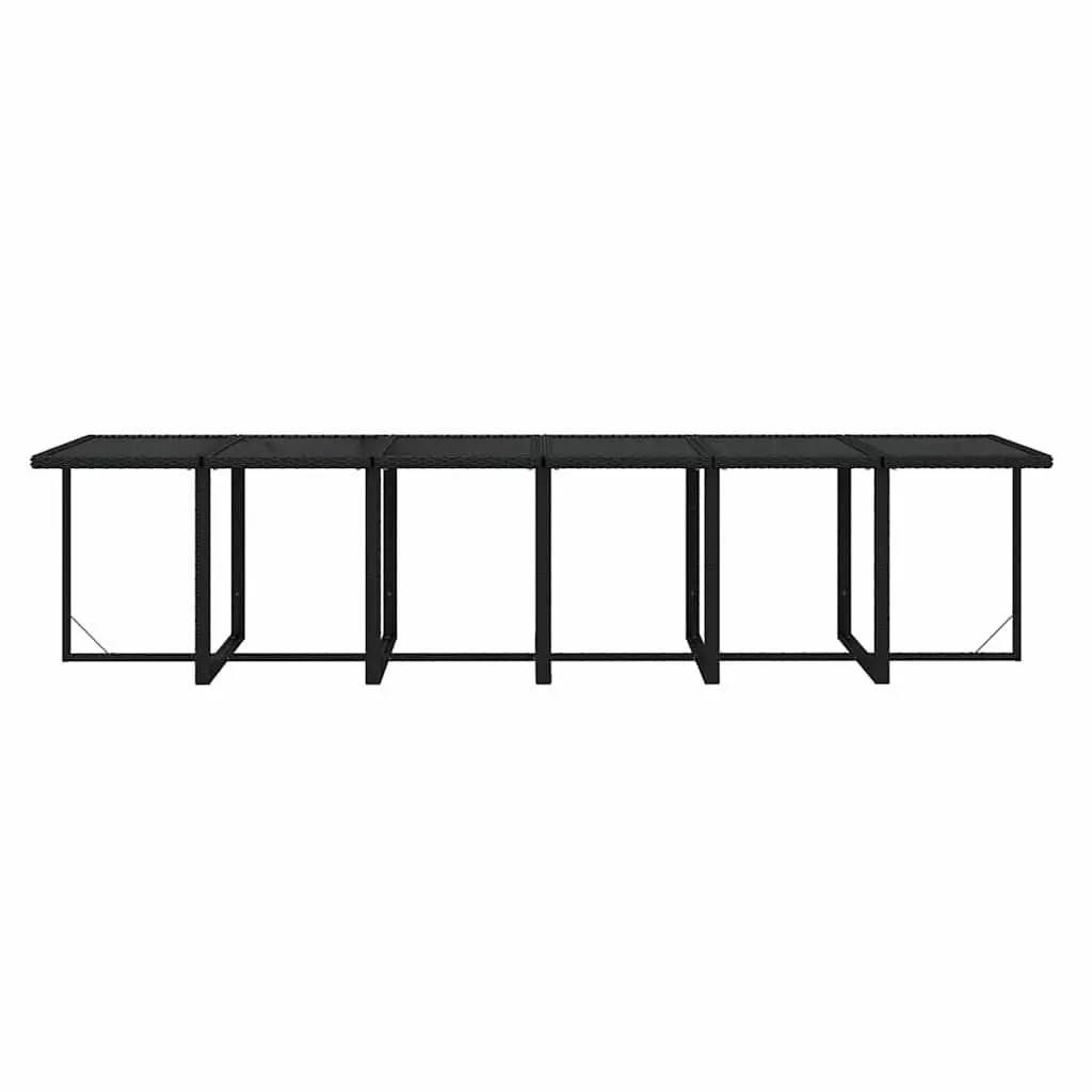 Garden Dining Set PE Rattan Steel Frame 13 Piece Black Outdoor Furniture with Cushions