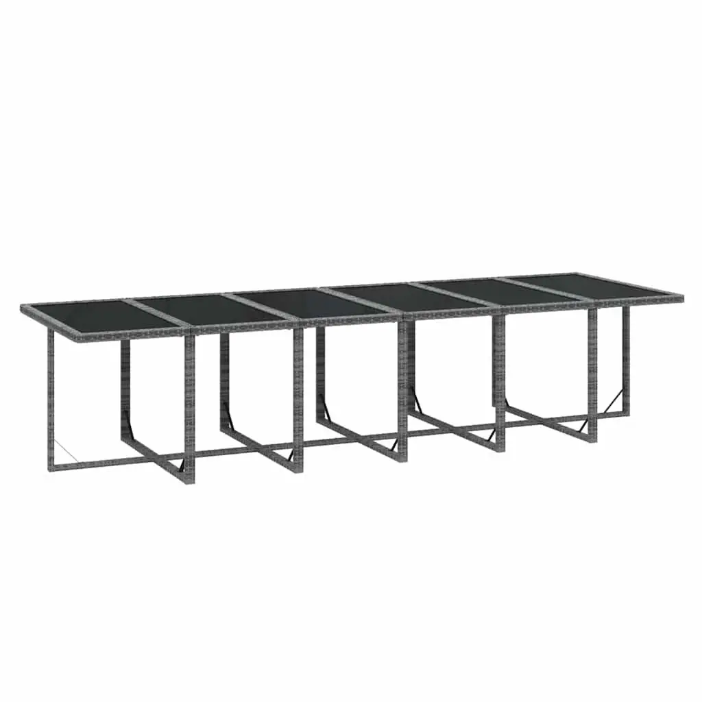 Poly Rattan Garden Dining Set 13 Pieces Outdoor Furniture Grey with Cushions