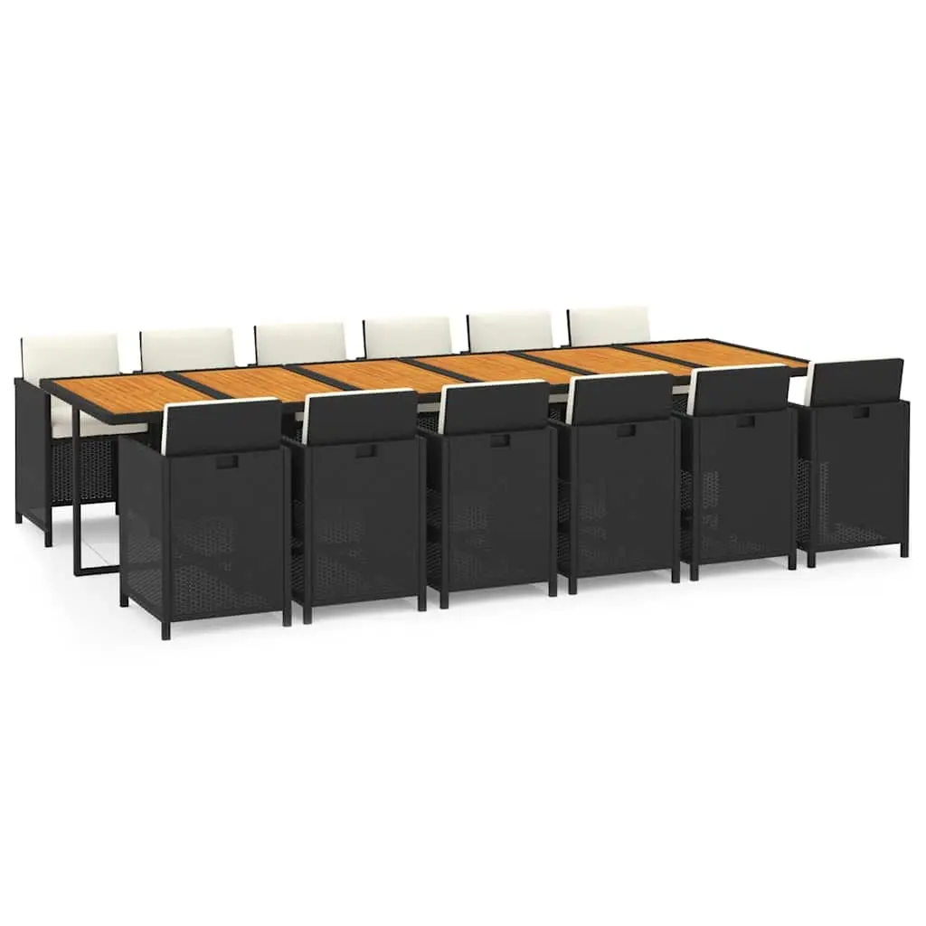 Garden Dining Set Poly Rattan 13 Piece Outdoor Furniture Black Steel Frame