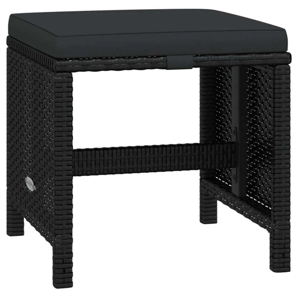 Garden Dining Set 19 Piece Outdoor Furniture Poly Rattan Black with Cushions