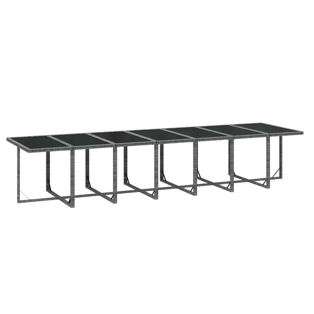 Garden Dining Set Poly Rattan 15 Piece Outdoor Furniture with Cushions Grey