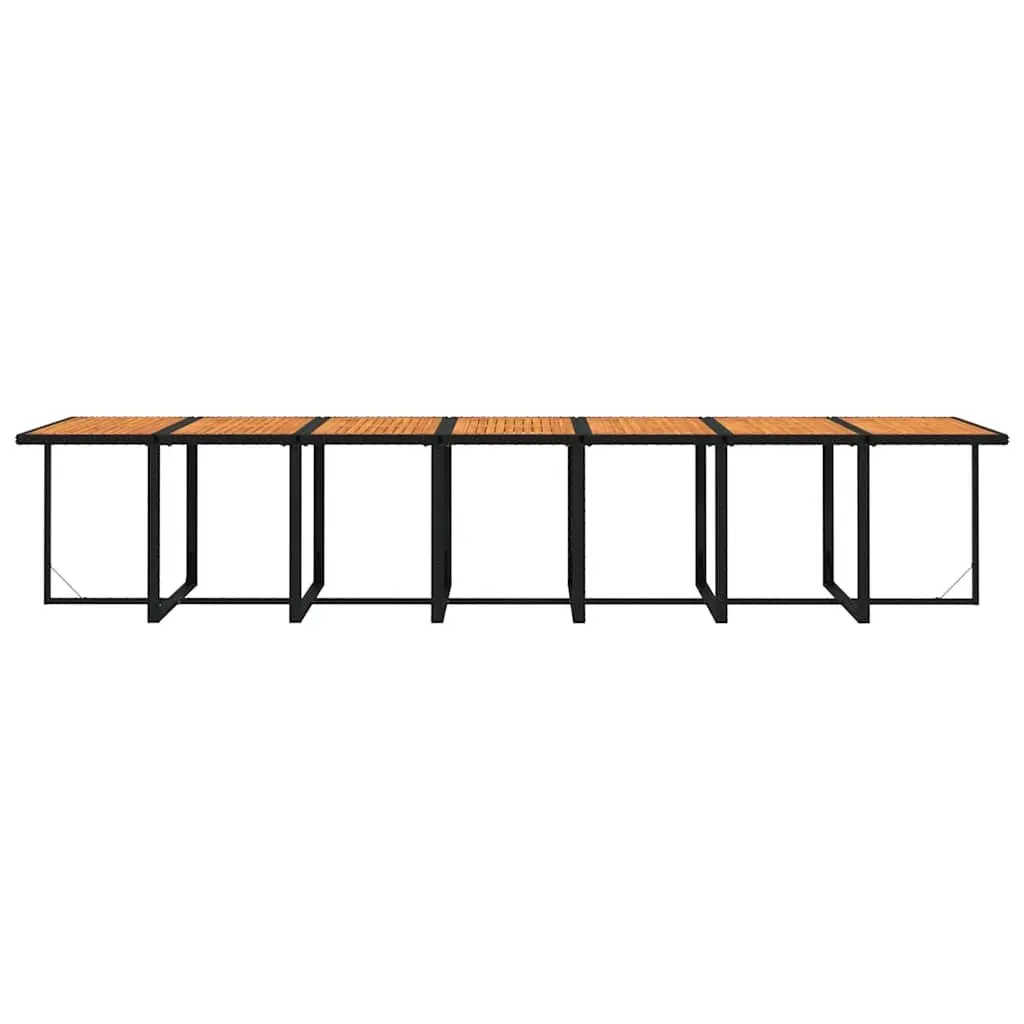 Outdoor Dining Set 15 Piece Garden Furniture Black PE Rattan Chairs Table