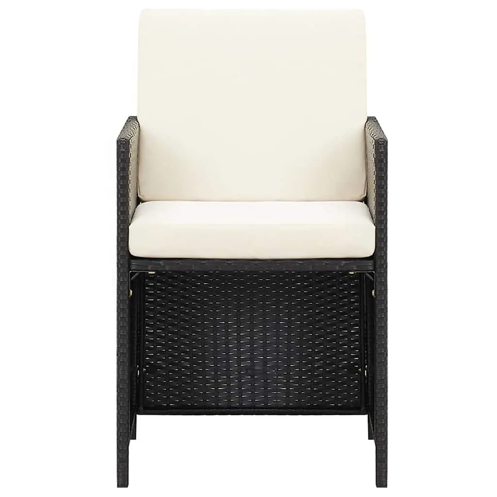 Outdoor Furniture Set 19 Piece Dining Set Black Poly Rattan Steel Frame Cushions