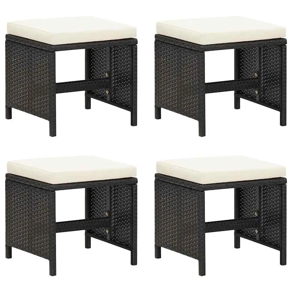 Outdoor Dining Set 19 Piece Black Poly Rattan Garden Furniture with Cushions