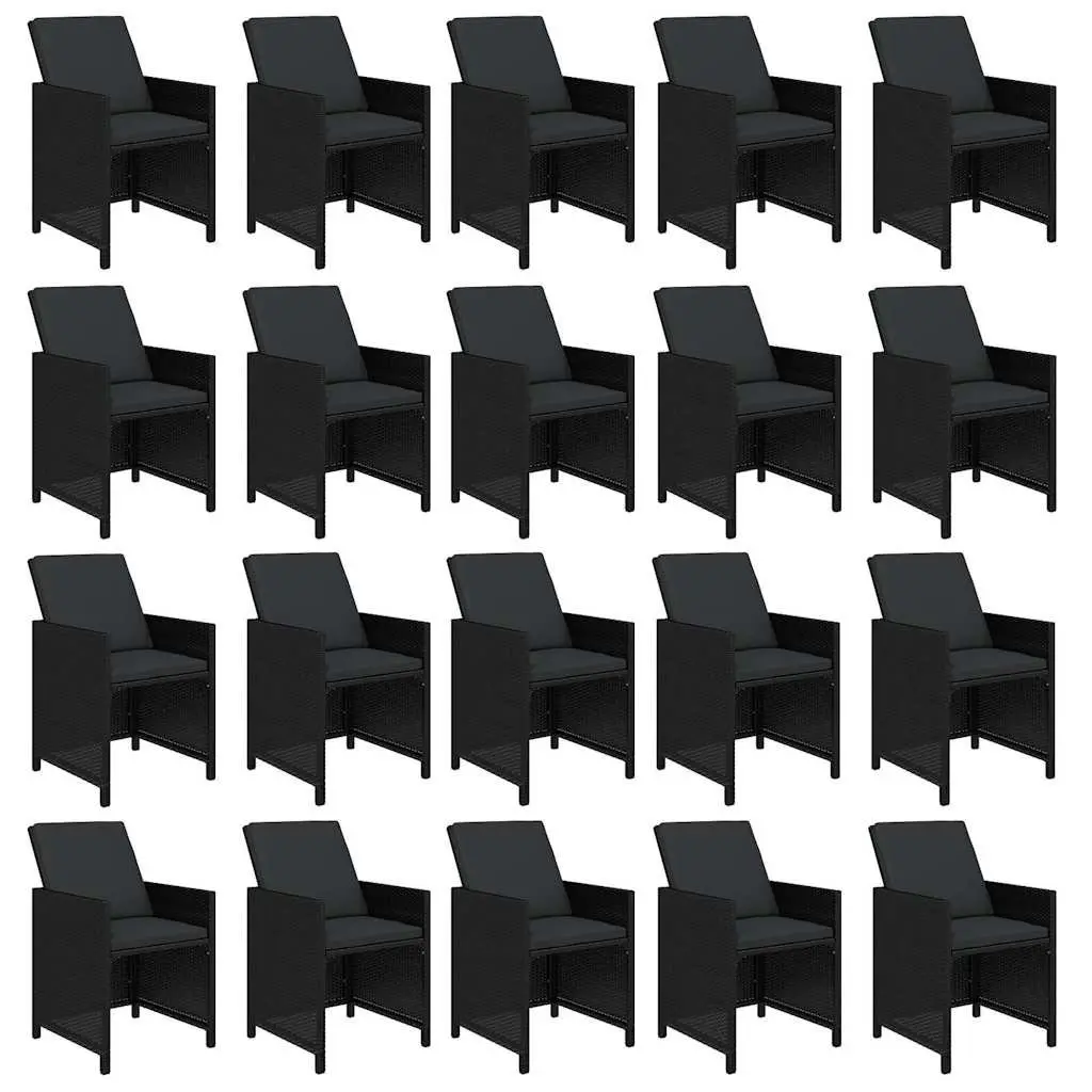 21 Piece Outdoor Dining Set Black PE Rattan Garden Furniture with Steel Frame