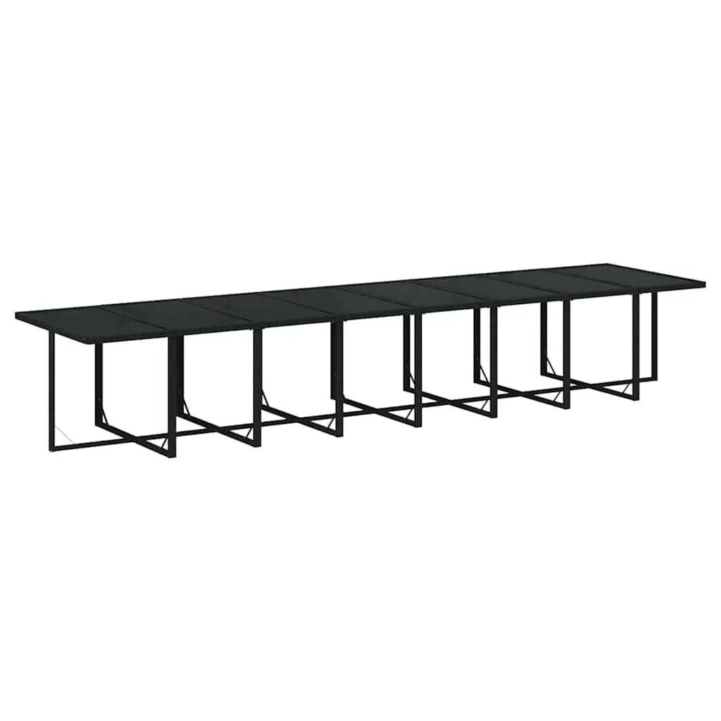 Outdoor Dining Set 21 Piece Black PE Rattan Steel Frame with Cushions