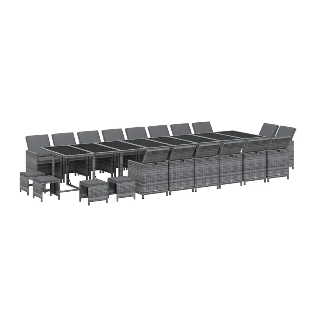 Outdoor Furniture Set Grey PE Rattan 21 Piece Dining Set with Cushions