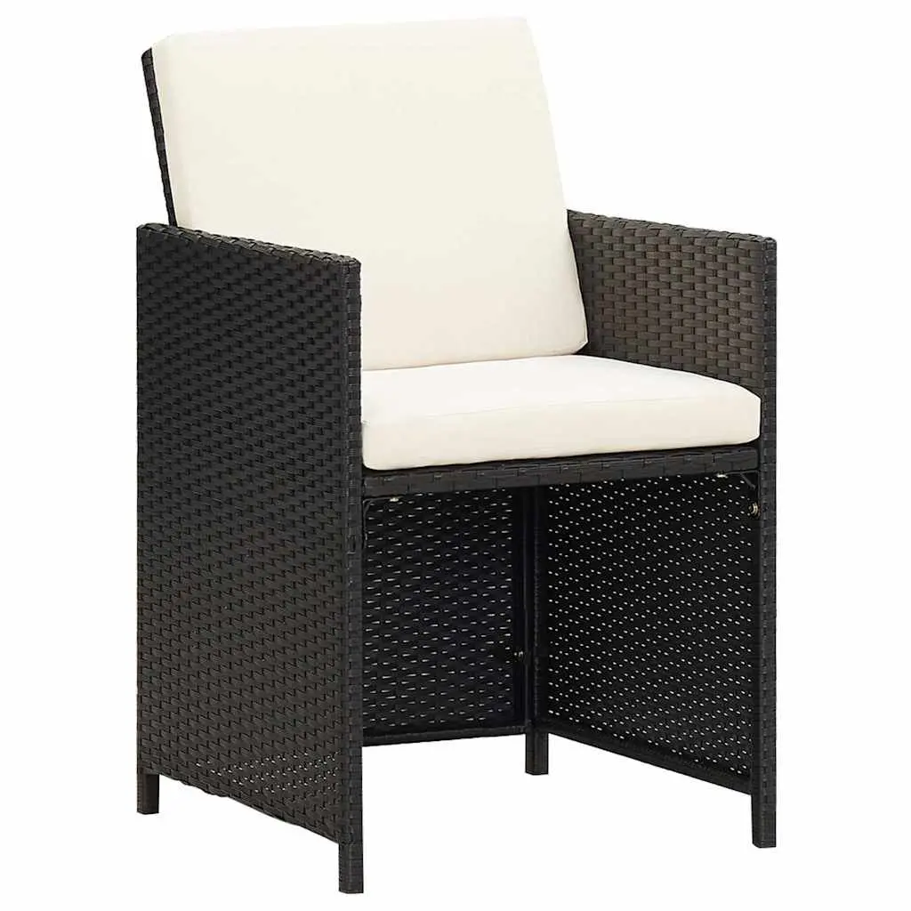 Outdoor Garden Dining Set 17 Piece Black Poly Rattan Furniture with Cushions