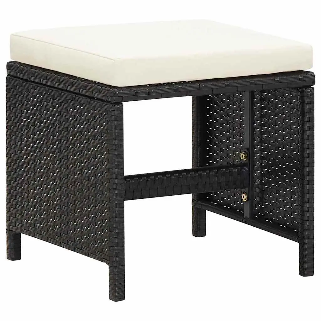 Outdoor Garden Dining Set 21 Piece Black Poly Rattan Furniture with Cushions