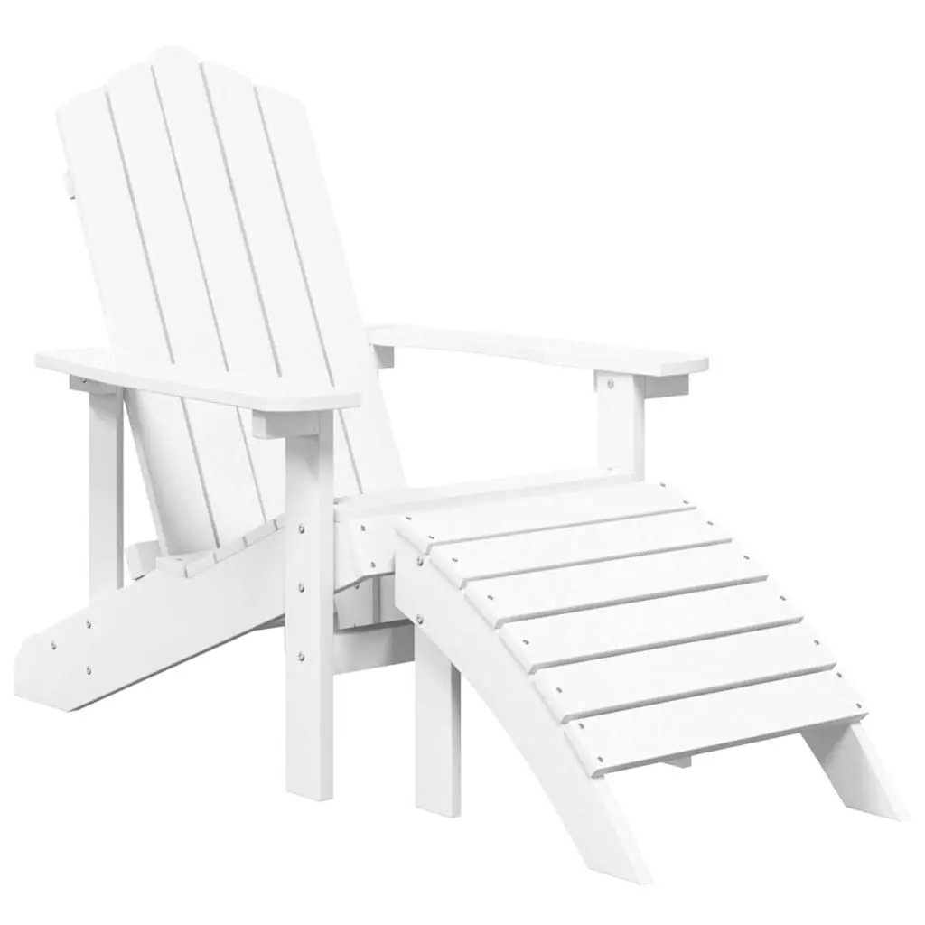 Adirondack Outdoor Chairs HDPE White with Detachable Footstools Set 2 Piece