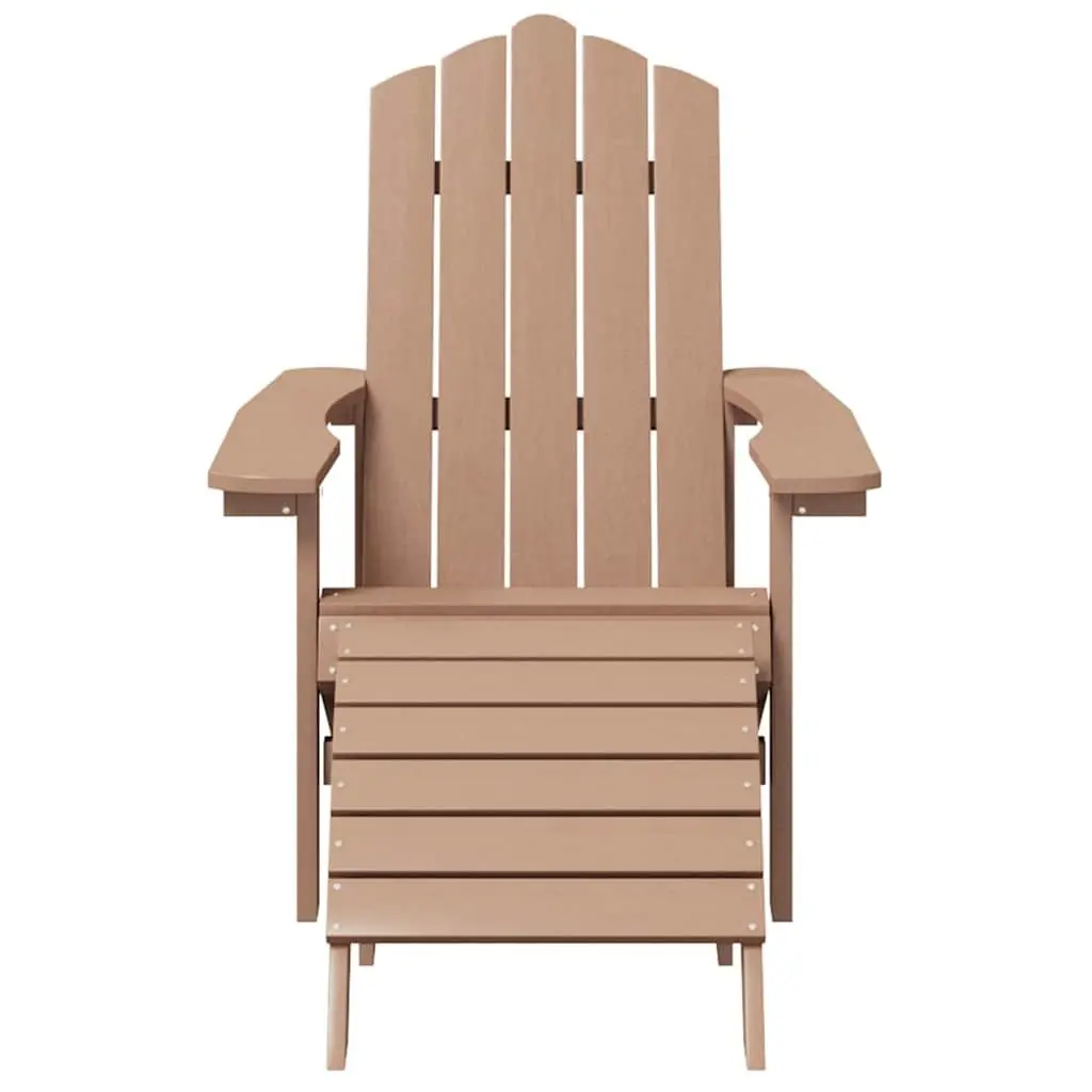 Adirondack Chairs Set HDPE Brown 2 Piece with Detachable Footstools