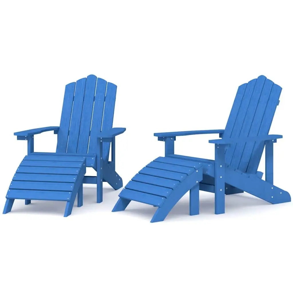 Outdoor Adirondack Chairs Set 2 pcs with Detachable Footstools Garden Patio