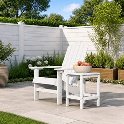 Versatile White Adirondack Chair with Table for Patios