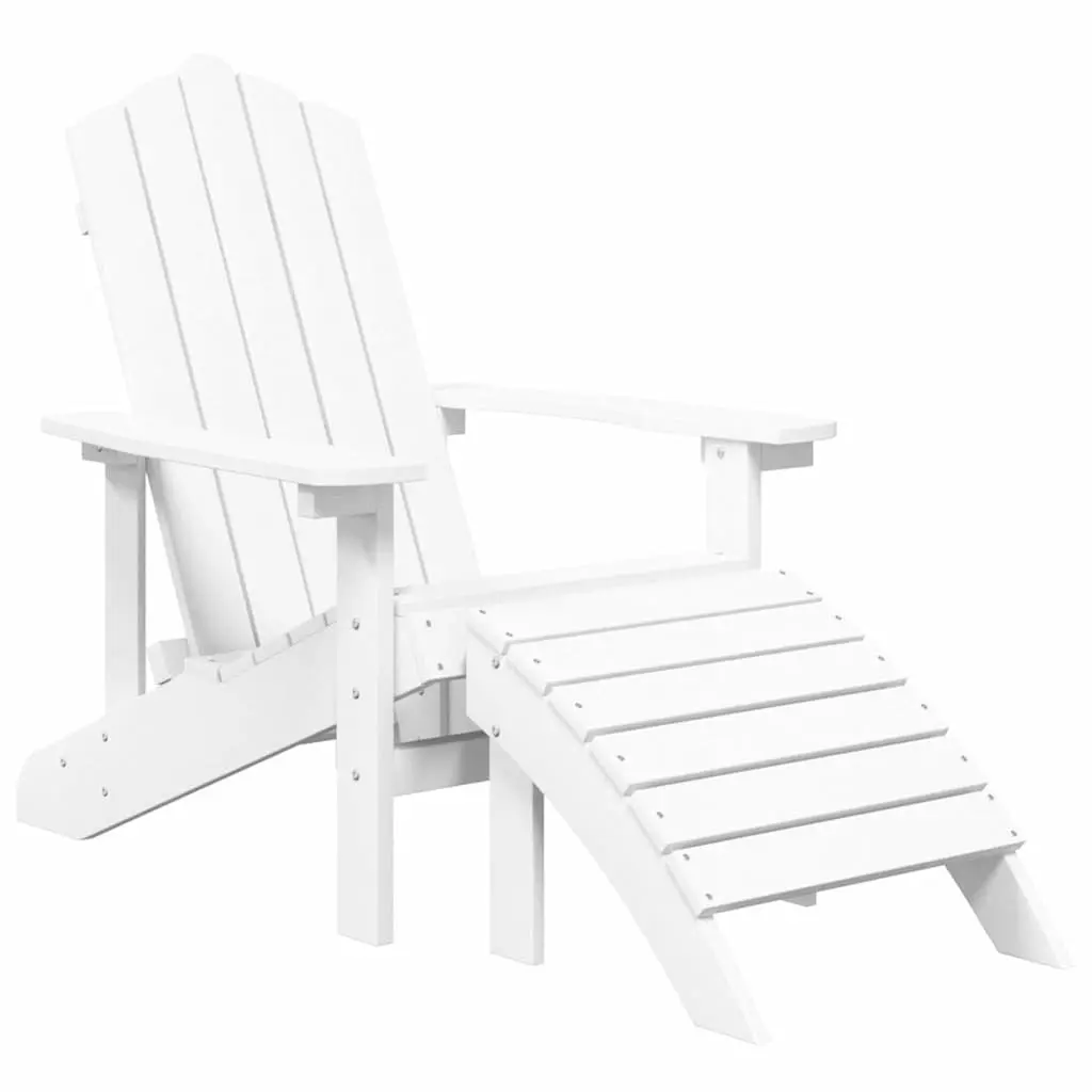 Adirondack Chair HDPE White with Detachable Footstool and Side Table Outdoor Garden Patio Furniture