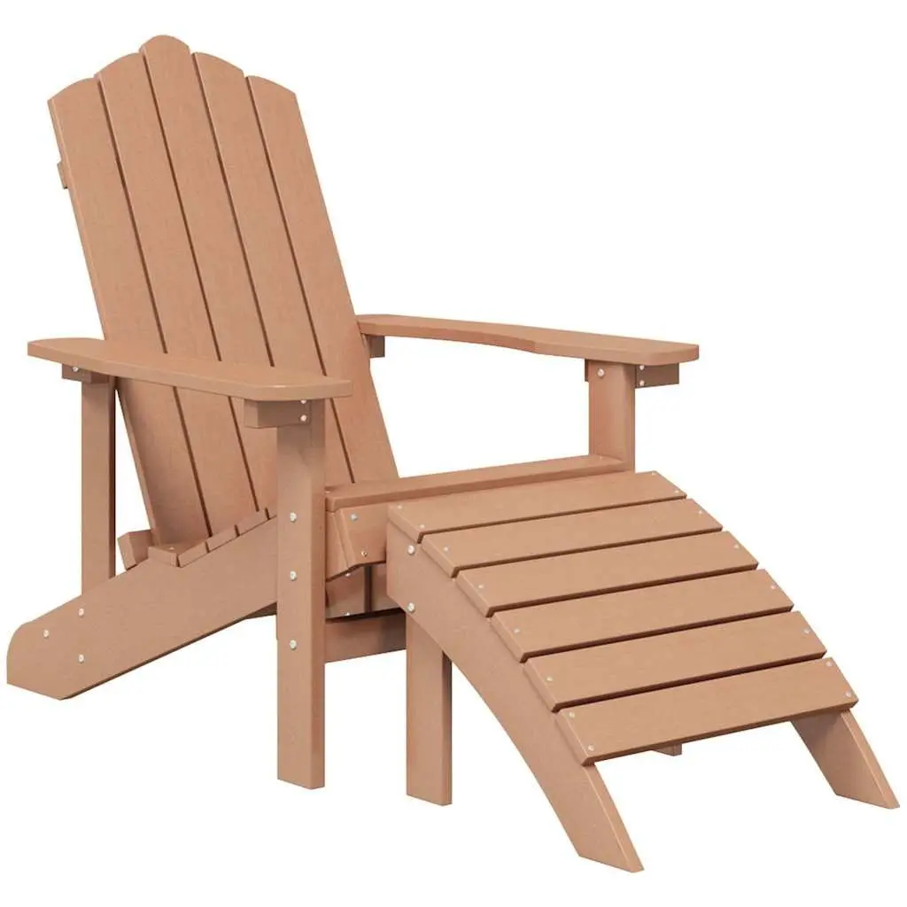 Adirondack Chair HDPE Weather-resistant Brown with Detachable Footstool and Side Table
