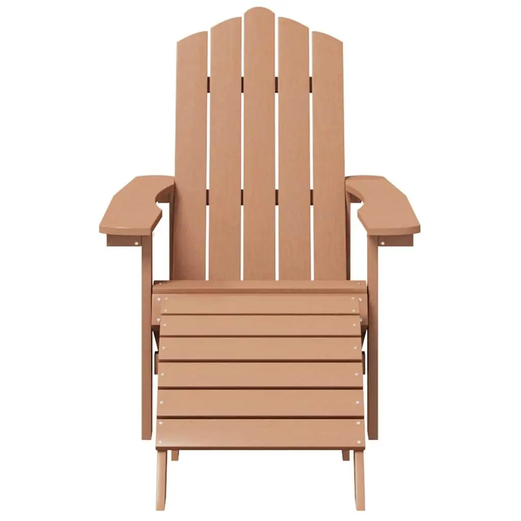 Adirondack Chair HDPE Weather-resistant Brown with Detachable Footstool and Side Table