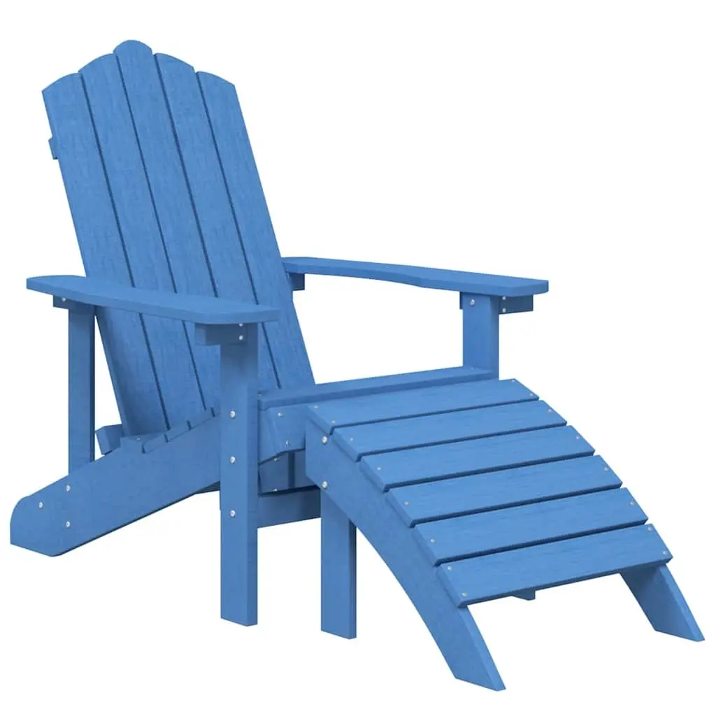 Adirondack Chair Set HDPE Blue with Footstool and Side Table Outdoor Garden Patio Furniture