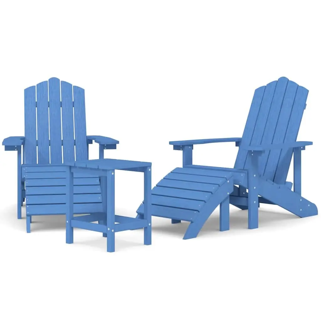 Outdoor Adirondack Chairs with Footstools and Side Table Garden Patio Seating