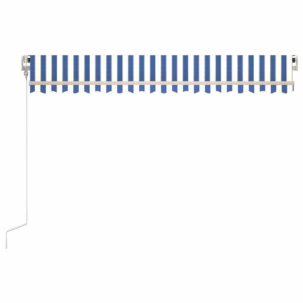 Retractable Awning Aluminium 400cm x 300cm Adjustable Blue White Outdoor Shade