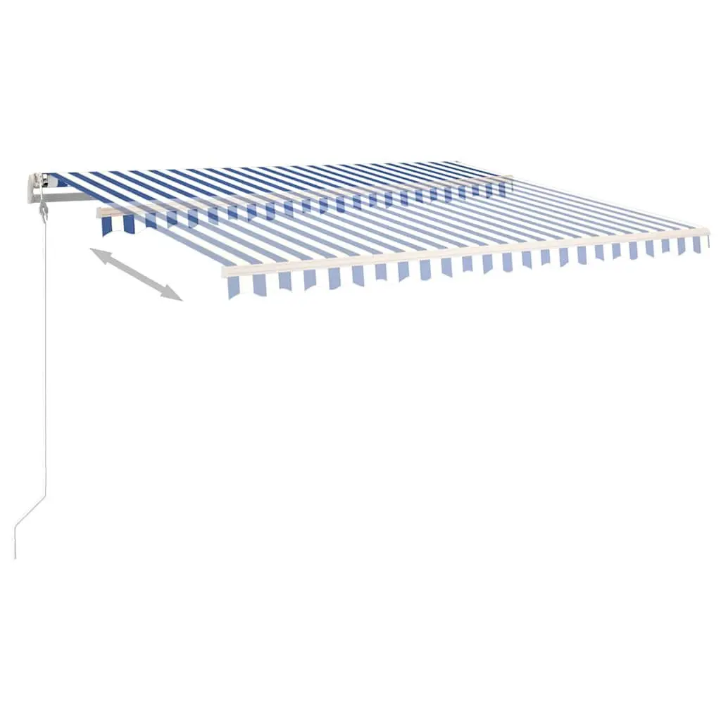 Retractable Awning Aluminium 400cm x 300cm Adjustable Blue White Outdoor Shade