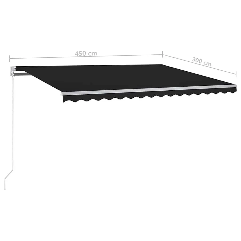 Retractable Awning 450x300cm Aluminium Adjustable Angle Outdoor Shade Anthracite
