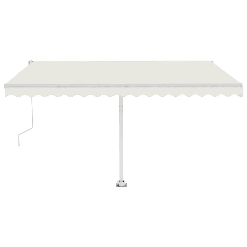 Retractable Freestanding Awning Aluminium Outdoor Shade 400x300cm Cream Weather Resistant with Remote Control and Hand Crank